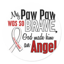 My Paw Paw Is An Angel Lung Cancer Round Stickers
