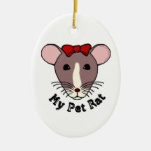 My Pet Rat (w/Red Bow) Christmas Tree Ornaments