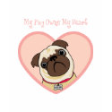 My Pug Owns My Heart (Pink Text for Dark Tees) t-shirts