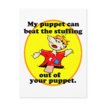 MY PUPPET CAN BEAT YOUR PUPPET postcards by tuffshops MY PUPPET CAN BEAT YOUR PUPPET postcards