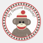 My Second Birthday Sock Monkey sticker