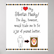 My Siberian Husky Loves Peanut Butter Posters