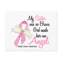 My Sister Is An Angel 2 Breast Cancer Postcard