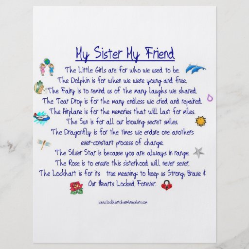 My Sister My Friend Poem With Graphics Flyer Zazzle