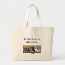 My sock drawer is well-ordered. canvas bag