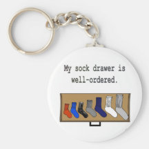 My sock drawer is well-ordered. key chain