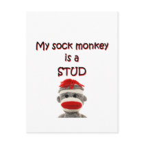 My Sock Monkey Is A Stud Postcards