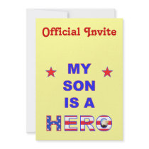 My Son Is A Hero Personalized Invitation