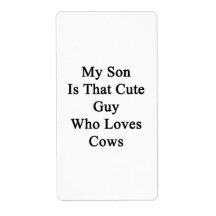 My Son Is That Cute Guy Who Loves Cows Personalized Shipping Label