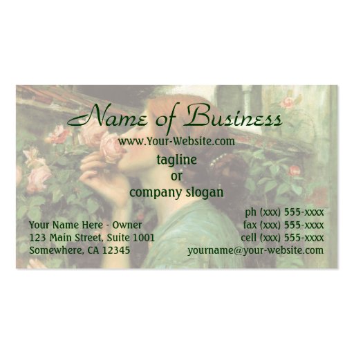 My Sweet Rose (Soul of the Rose) by Waterhouse Business Card Template (front side)