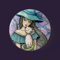 My Sweet Tabby Witch Cat Button Pin buttons