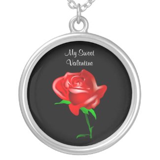 My Sweet Valentine with red rose on Valentine Day necklace