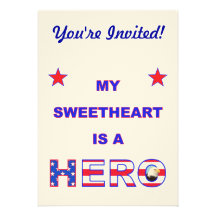 My Sweetheart Is A Hero Personalized Invites