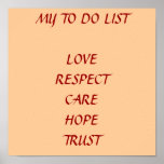 MY TO DO LIST   LOVE   RESPECT   CARE  HOPE  TRUST PRINT