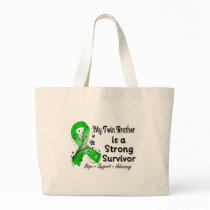 My Twin Brother is a Strong Survivor Green Ribbon Canvas Bag
