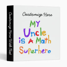 My Uncle Math Superhero T-shirts and Gifts Binder