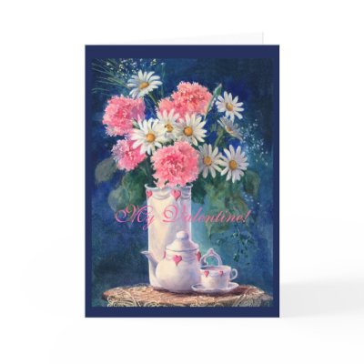 MY VALENTINE CARNATIONS & LACE by SHARON SHARPE Greeting Cards by sharonsharpe
