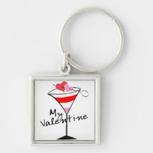My Valentine Heart Martini Design Keychain