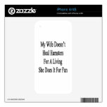 My Wife Doesn't Heal Hamsters For A Living She Doe iPhone 4S Decal