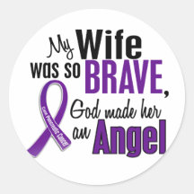 My Wife Is An Angel Pancreatic Cancer Round Sticker