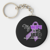 My Wife is My Hero - Purple Ribbon Key Chains
