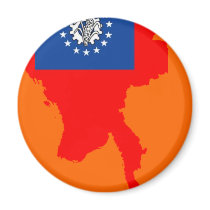 Myanmar flag map fridge magnets