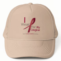 Myeloma - I Wear Burgundy For My Daughter hats by shopforawareness Myeloma - I Wear Burgundy For My Daughter hats