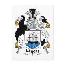 Myers Family Crest postcards by coatsofarms Myers Family Crest postcards