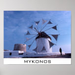Mykonos windmill small poster