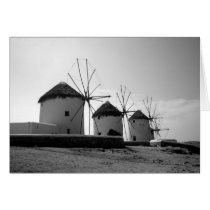 Mykonos Windmills (BandW) cards by richardmadgin Mykonos Windmills (BandW) cards