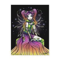 myka, jelina, gothic, goth, faeries, angel, stained, glass, adorable, cute, cutie, rainbow, dark, fantasy, glam, fairy, faerie, science fiction, Postcard with custom graphic design