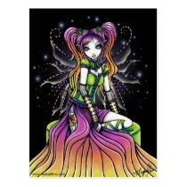 myka, jelina, gothic, goth, faeries, angel, stained, glass, adorable, cute, cutie, rainbow, dark, fantasy, glam, fairy, faerie, science fiction, Postcard with custom graphic design