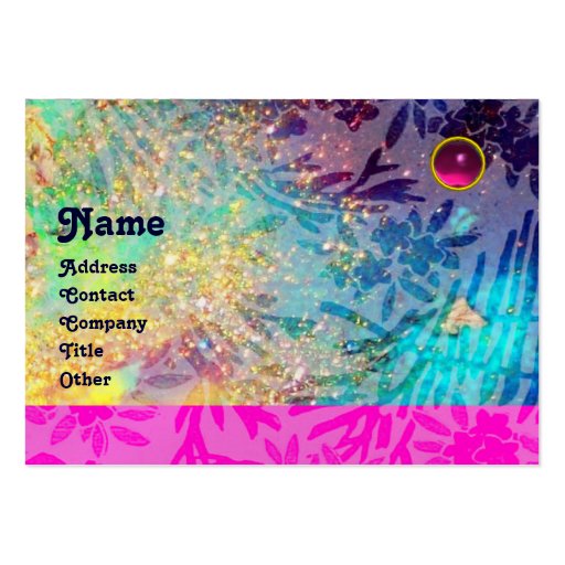 MYRTLE MONOGRAM blue turquase fuchsia amethyst Business Card Templates (front side)
