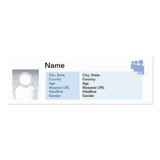 Myspace - Skinny Business Card Templates