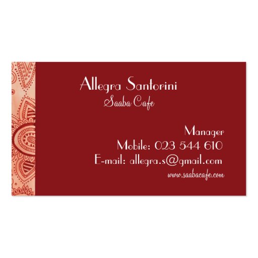 Mysterious Paisley Business Card Templates (back side)