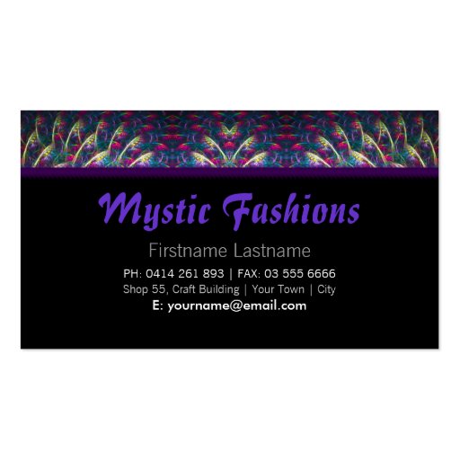 Mystic Fashion Business Card (front side)