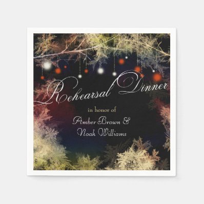 Mystic Forest Boho Wedding Rehearsal Dinner Napkin Standard Cocktail Napkin