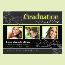 Mystic Goth Custom Graduation Announcement (lime) invitations