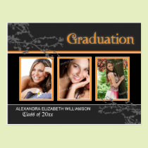 Mystic Goth Orange Graduation Announcement Postcar postcards