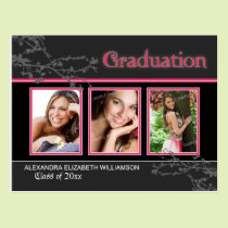 Mystic Goth Pink Graduation Announcement Postcard postcards