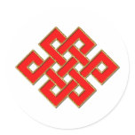 Mystic Knot - Red & Gold 1 Round Stickers