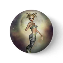 Mystic Moon Mermaid Pinback Button