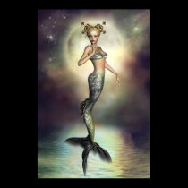 Mystic Moon Mermaid Poster Print
