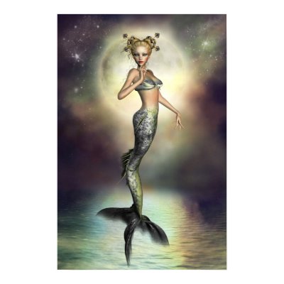 Mystic Moon Mermaid Poster Print by emmamarlow