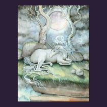 Mystic Unicorn Full Moon Poster Print posters