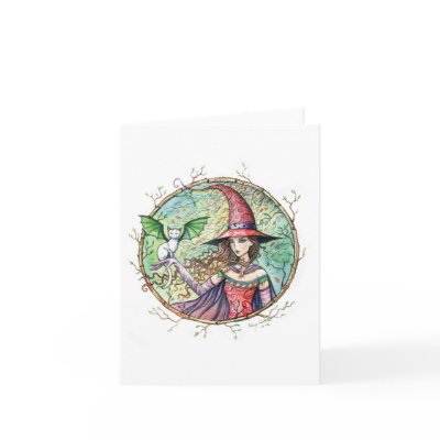 Mystic Wood Halloween Witch Cat Card