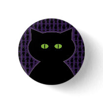 Mystical Black Cat Button