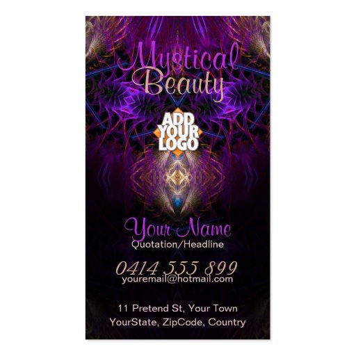 Mystical Fractal Art Purple Gold Business Card (front side)
