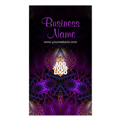 Mystical Fractal Art Purple Gold Business Card (back side)