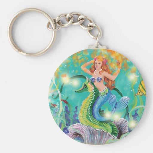 Mystical Mermaid n Seahorse Keychain